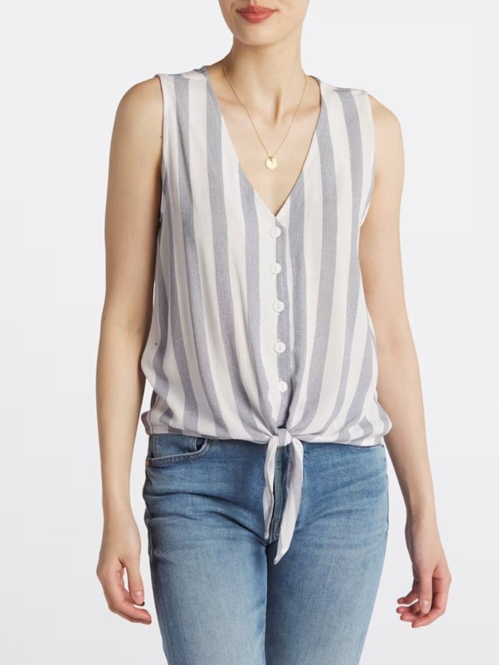 [Market & Spruce] Lilo Sleeveless Button Down Tie Front Woven Top